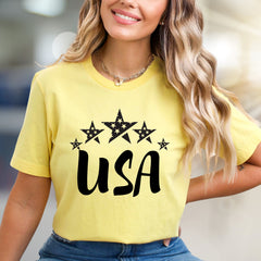 "USA" Patriotic Star Graphic Tee, a Bold Statement for Everyone