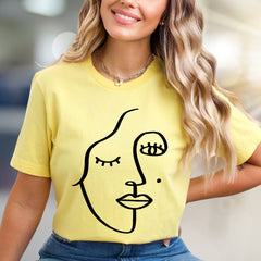 Abstract Face Line Art Graphic Tee, A Minimalist Art Lover's Pick for Everyday Style