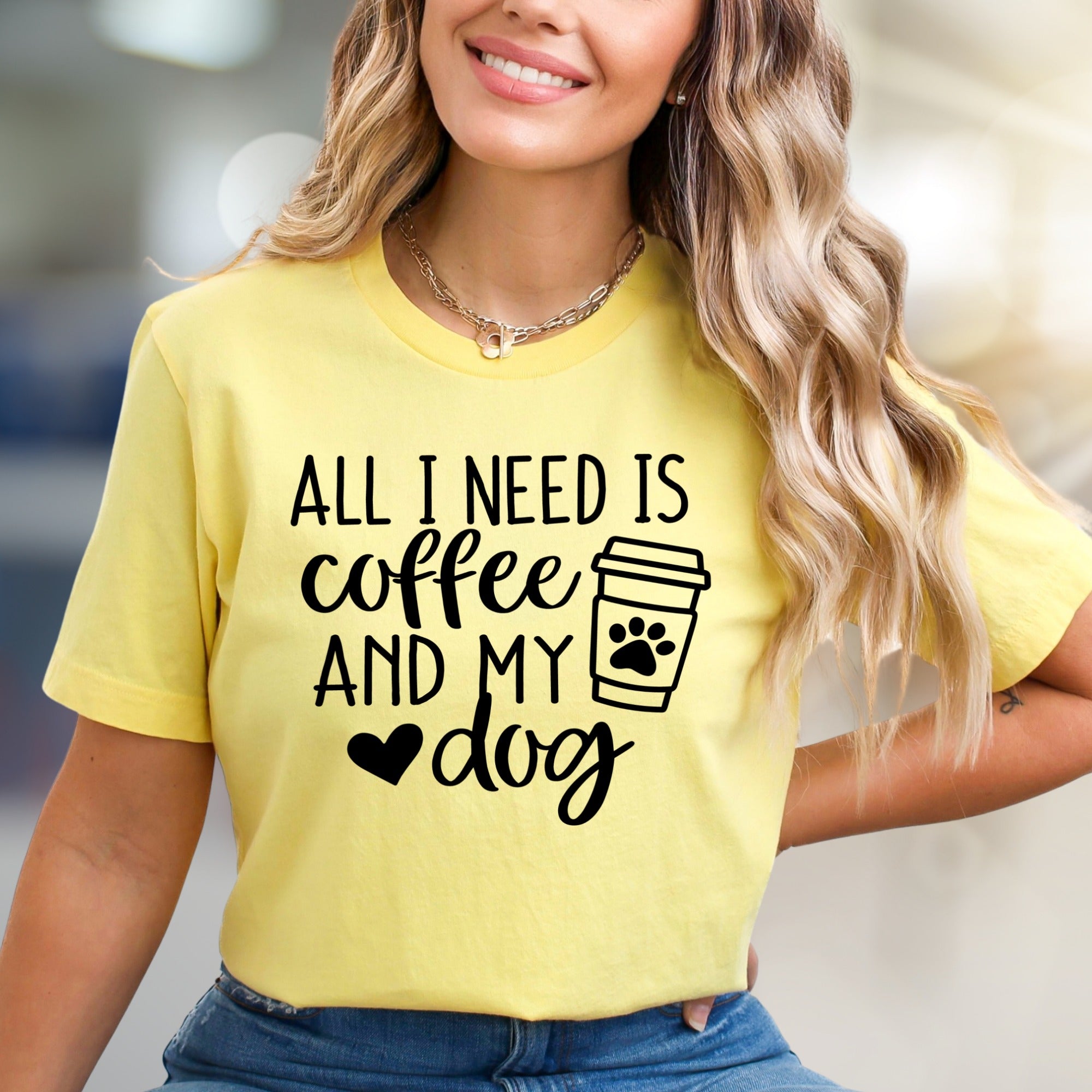 "ALL I NEED IS coffee AND MY dog" Cozy Aesthetic Graphic Tee, a Pet Lover's Essential