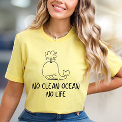 "NO CLEAN OCEAN NO LIFE" Whale Graphic Tee, an Eco-Conscious Statement for Advocates