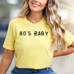 "80'S BABY" Retro Graphic Tee, a Nostalgia Pick for Millennials
