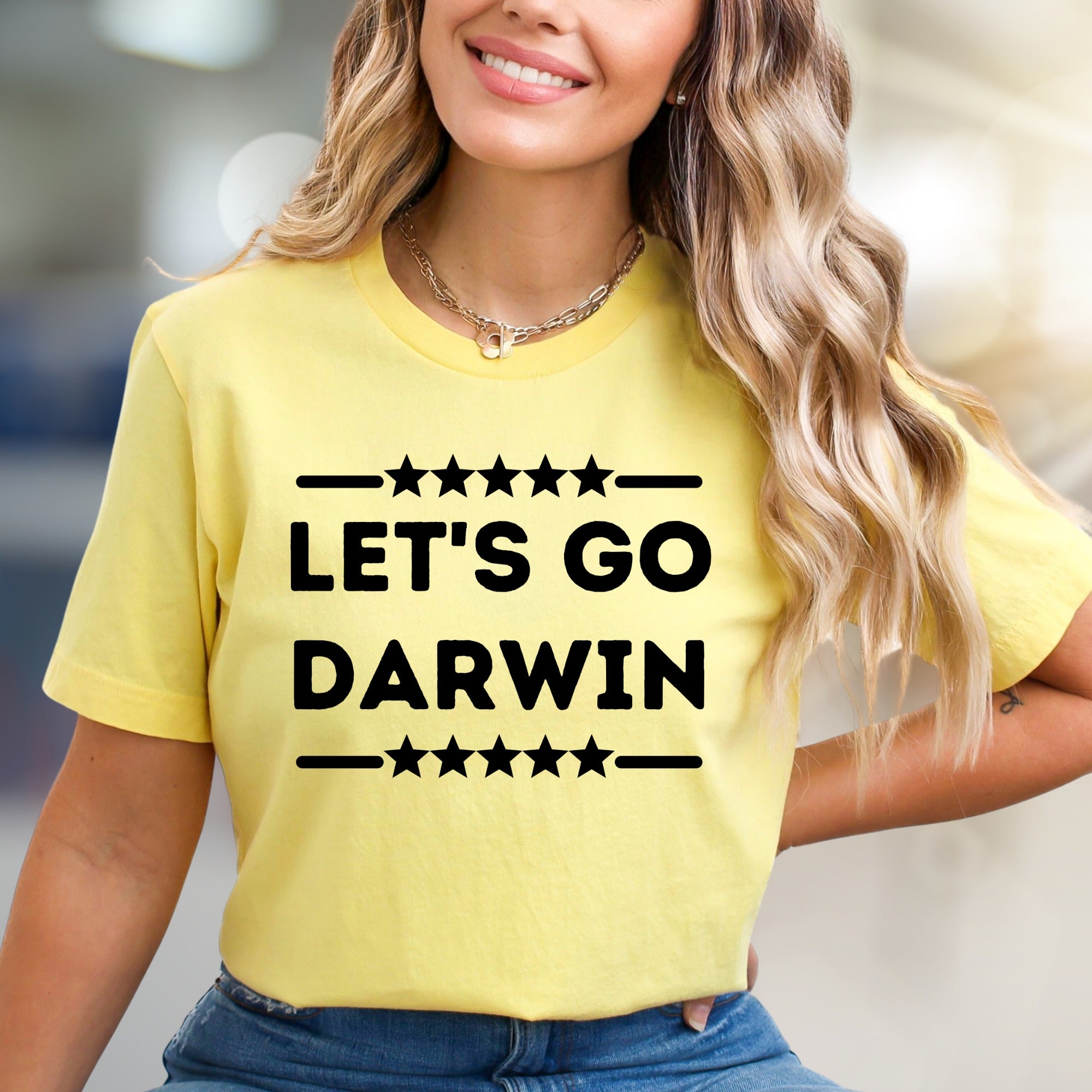 "LET'S GO DARWIN" Stars Graphic Tee, a Bold Statement Unsex Tee for Enthusiasts