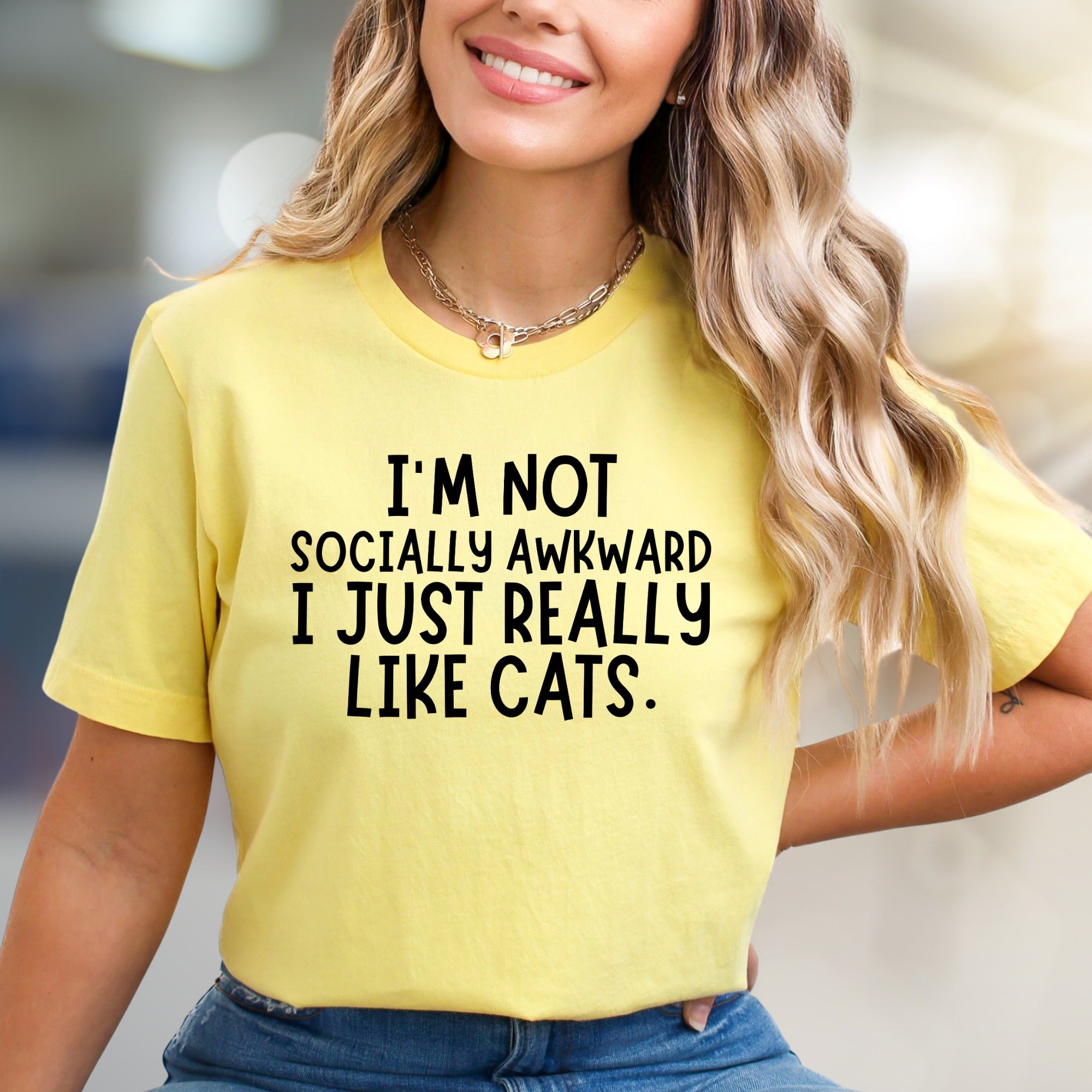 "I'm Not Socially Awkward" Funny Cat Lover Graphic Tee, A Quirky Pick for Feline Fans