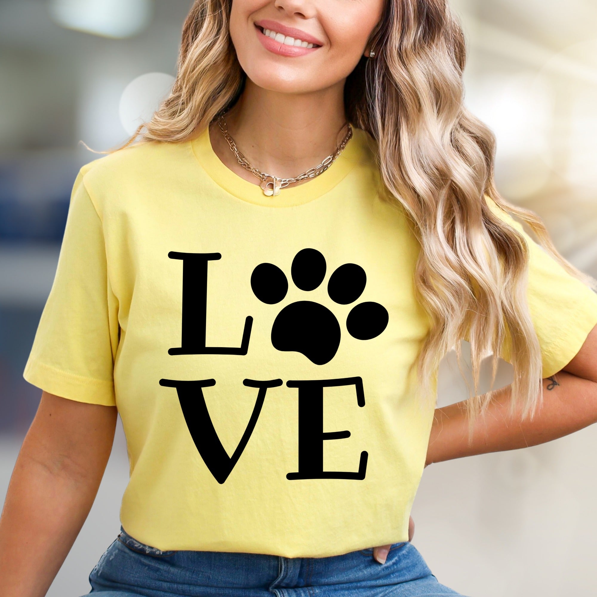 "LOVE" Paw Print Aesthetic Graphic Tee, a Pet Lover's Pick for Everyday Wear
