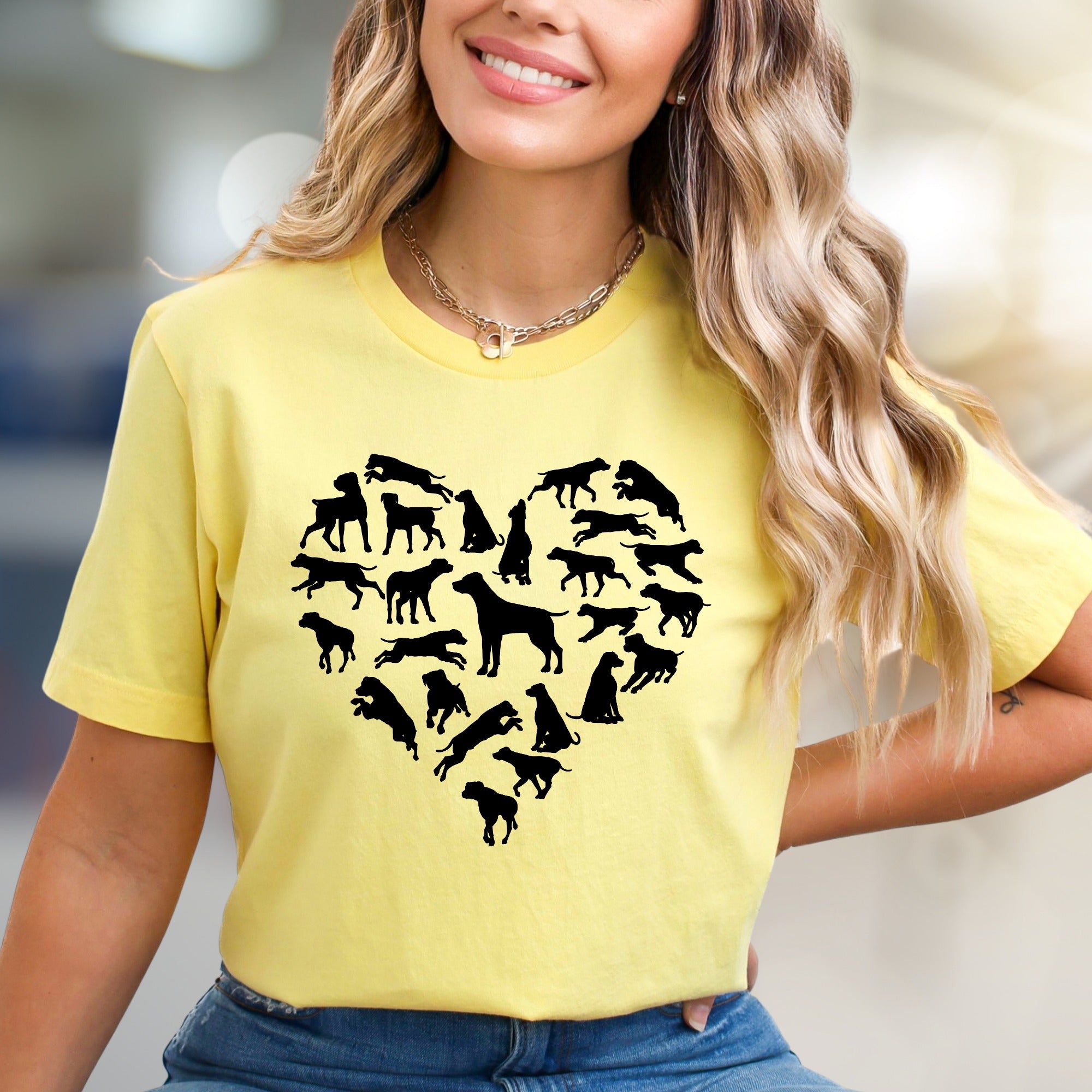 Dog Lover Heart Graphic Tee, A Canine Enthusiast's Everyday Style