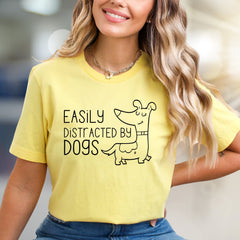 "Easily Distracted By Dogs" Doodled Canine Graphic Tee, a Quirky Pet Lover's Pick for Everyday Style