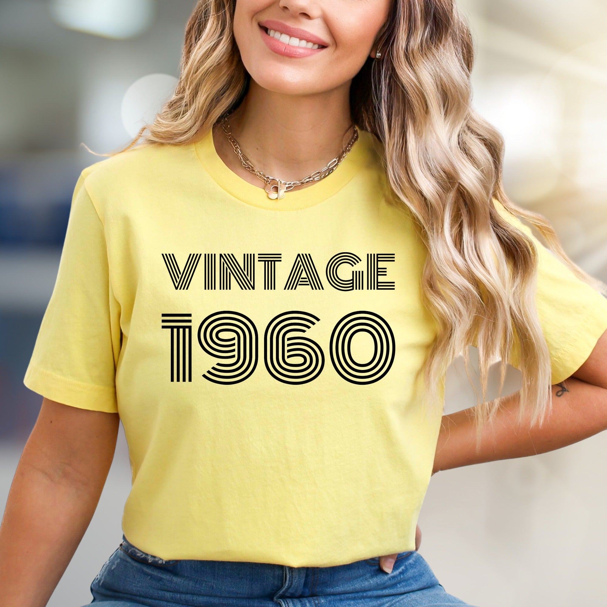 "VINTAGE 1960" Retro Birthday Graphic Tee, a Nostalgic Pick for Enthusiasts