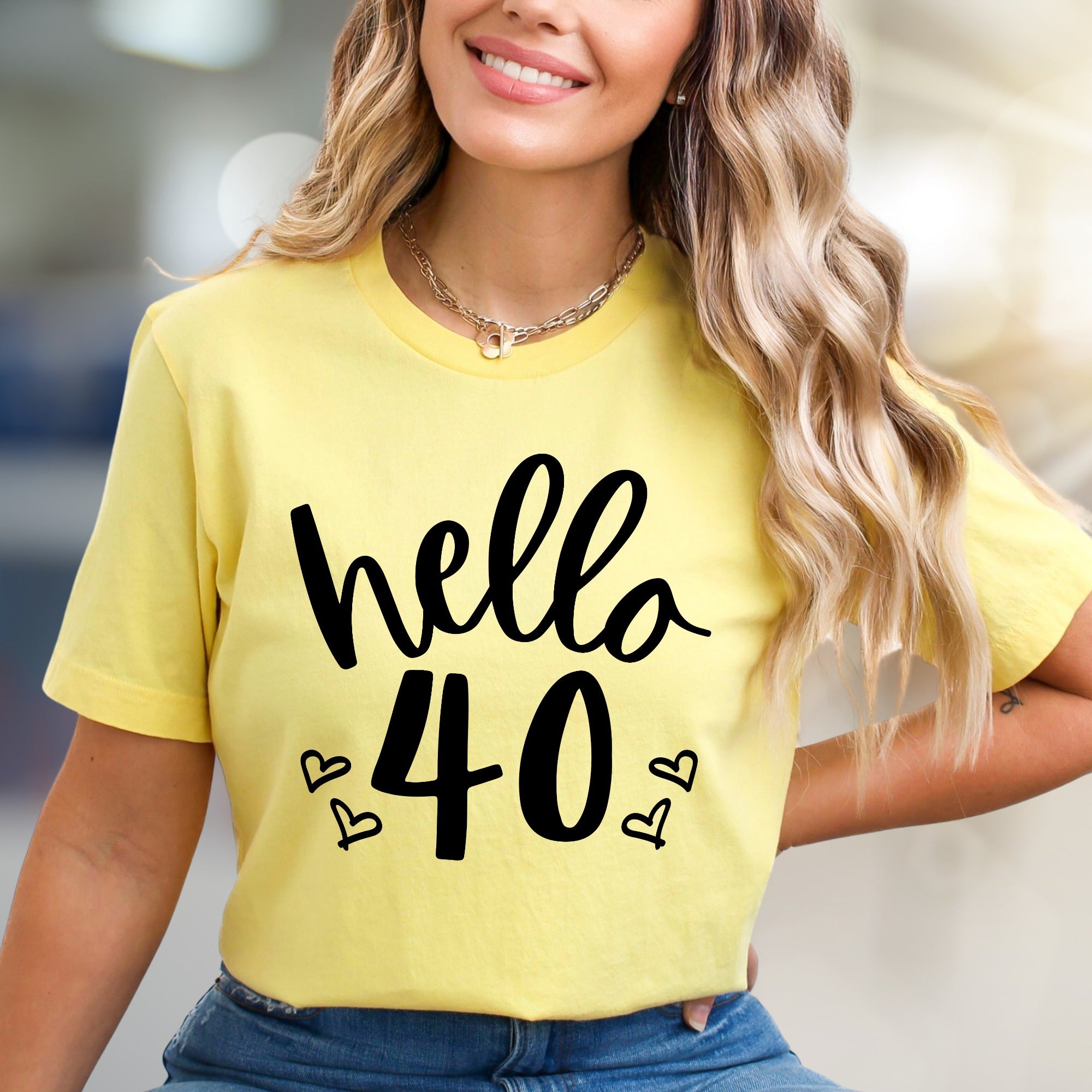 Hello 40 Birthday Graphic Tee, A Milestone Celebration Pick for Her