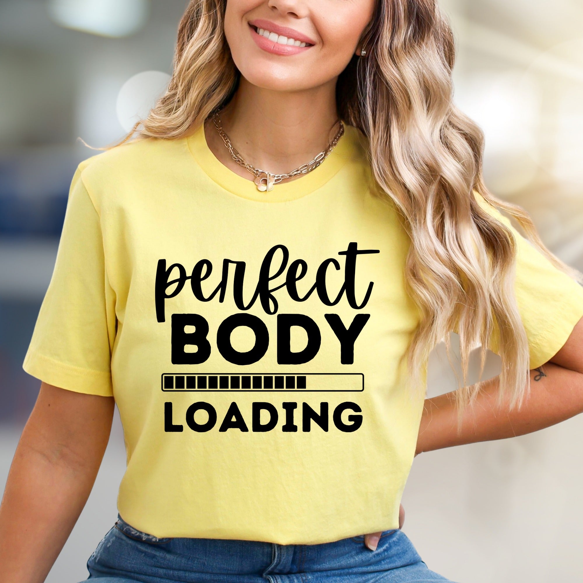 "Perfect Body Loading" Fitness Graphic Tee, a Motivational Pick for Enthusiasts
