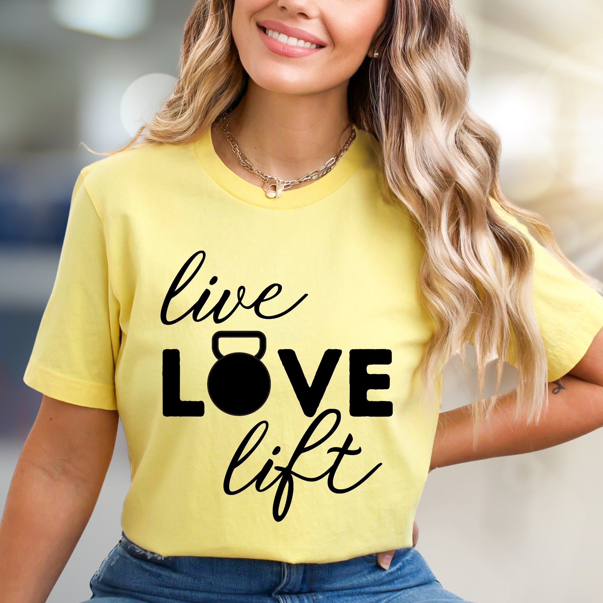 "Live Love Lift" Fitness Graphic Tee, a Gym Life Pick for Strength Enthusiasts