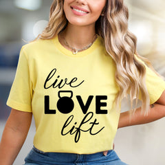 "Live Love Lift" Fitness Graphic Tee, a Gym Life Pick for Strength Enthusiasts