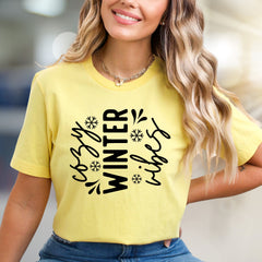 "Cozy Winter Vibes" Festive Graphic Tee, a Seasonal Pick for Everyone