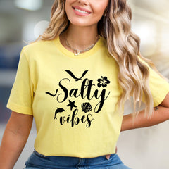 "Salty Vibes" Beachy Graphic Tee, a Coastal Pick for Ocean Lovers