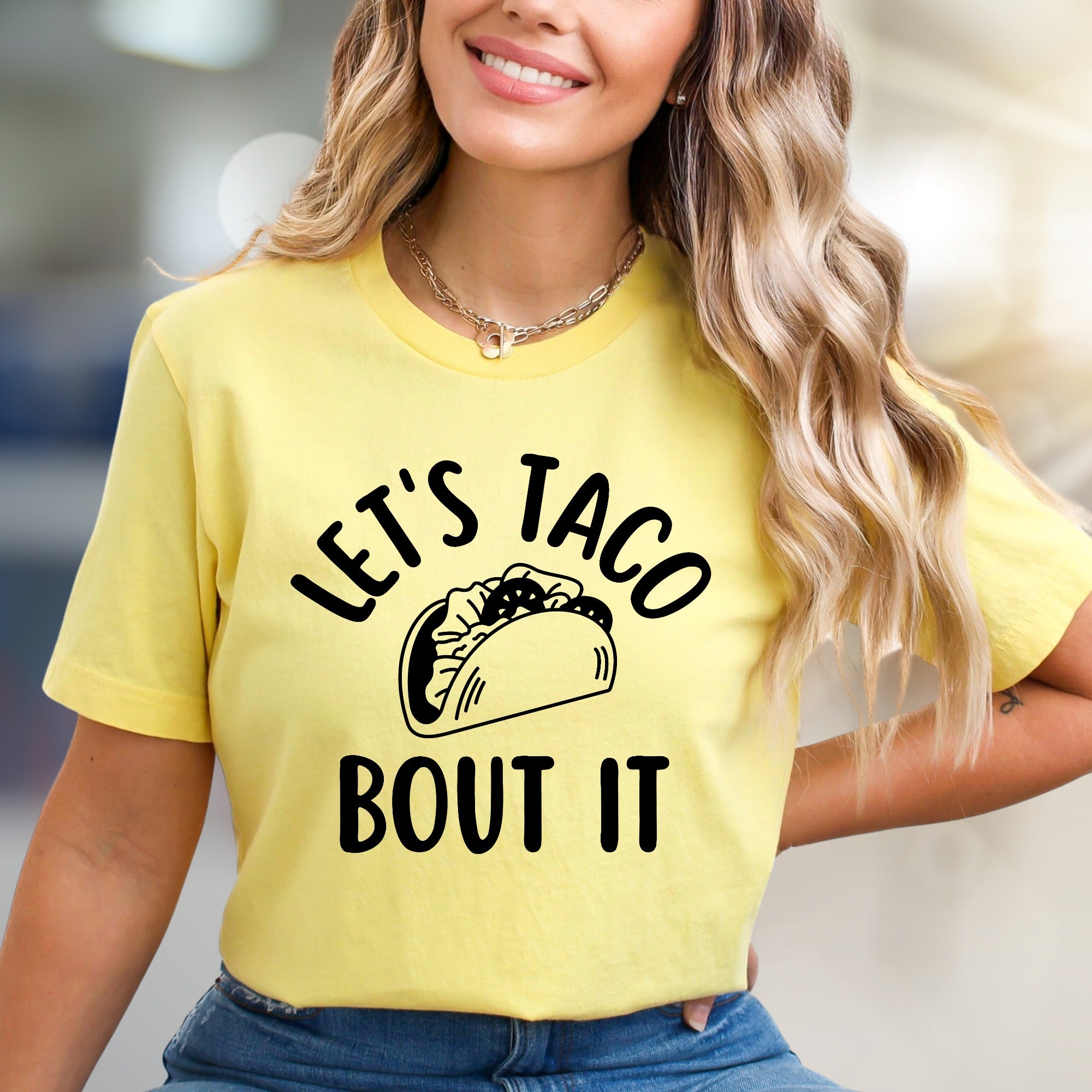 "Let's Taco Bout It" Fun Foodie Graphic Tee, a Casual Pick for Taco Lovers