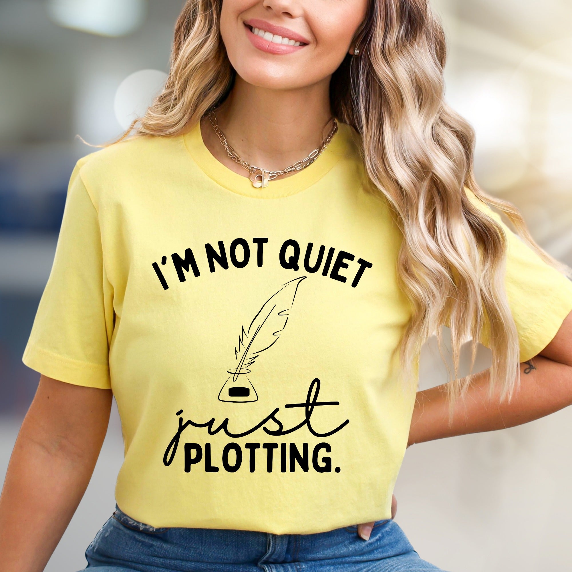 "I'm Not Quiet, Just Plotting." Writer's Graphic Tee, Thoughtful Pick for Creatives