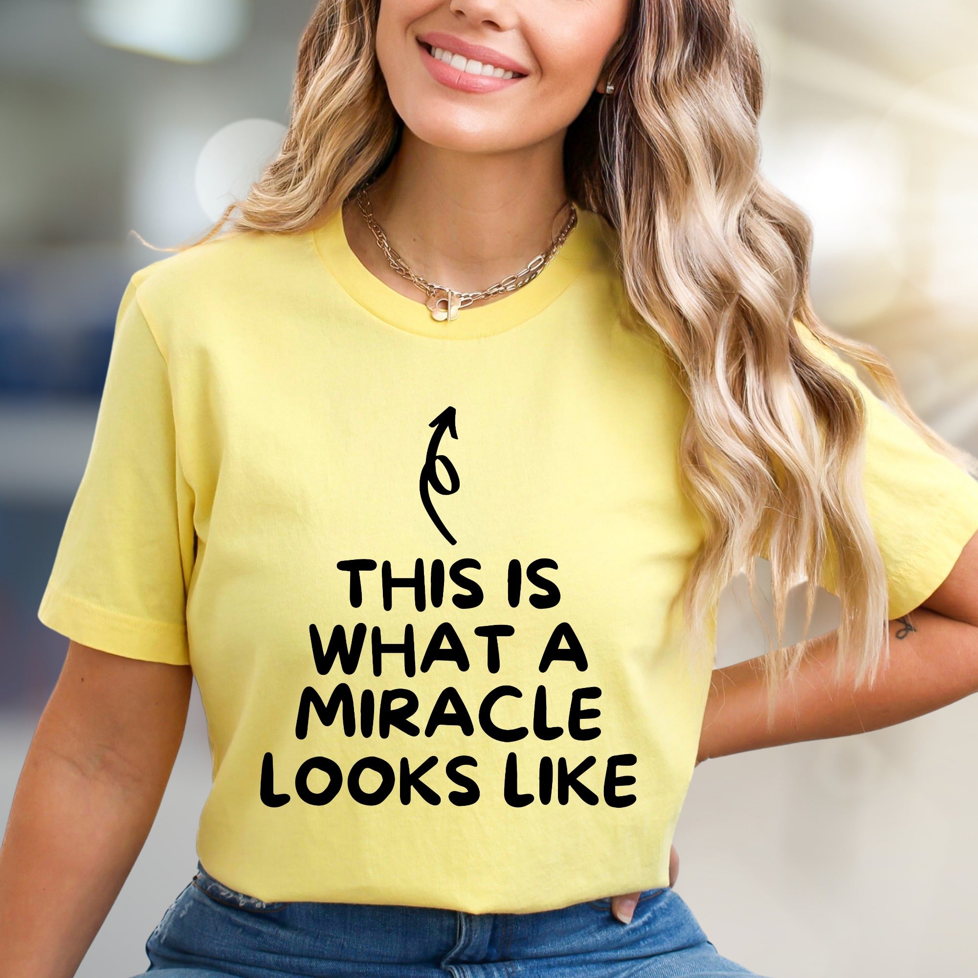 "THIS IS WHAT A MIRACLE LOOKS LIKE" Inspirational Graphic Tee, a Heartfelt Pick for New Parents