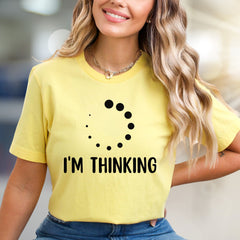"I'M THINKING" Loading Circle Graphic Tee, a Quirky Pick for Tech Lovers