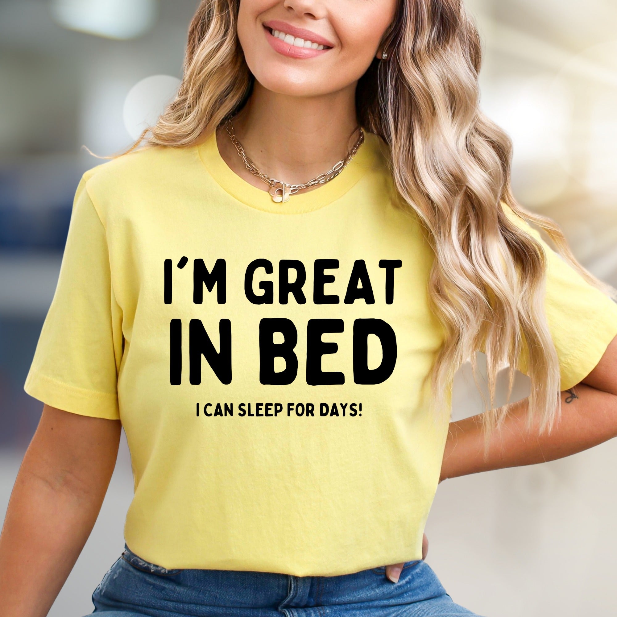I'm Great In Bed Sleep Lover Graphic Tee, a Funny Casual Pick for Relaxed Souls