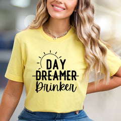 "DAY DREAMER Drinker" Laid-Back Graphic Tee, a Witty Lifestyle Pick for Fun-Loving Adults