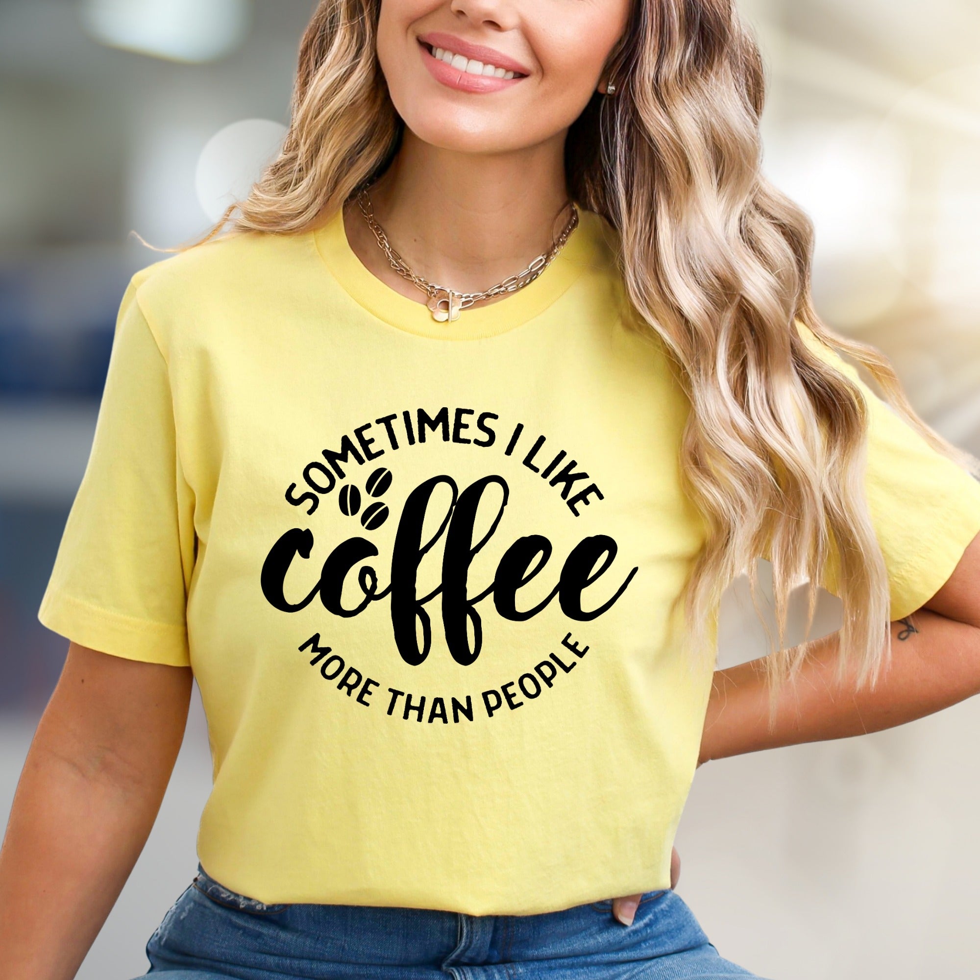 "Sometimes I Like Coffee More Than People" Quote Tee, a Coffee Lover's Relatable Pick