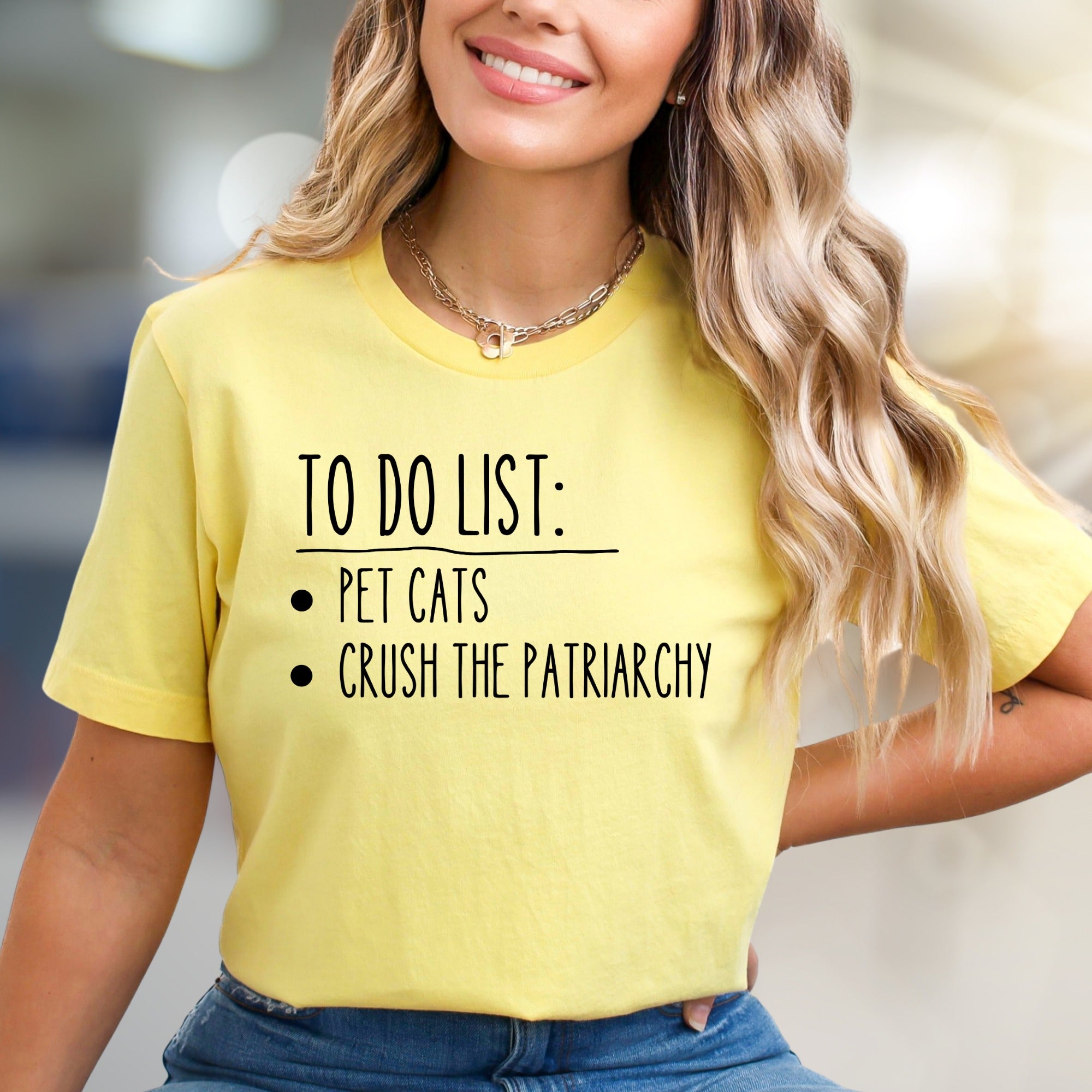 TO DO LIST: Pet Cats, Crush Patriarchy Graphic Tee, a Feminist Statement for Activists