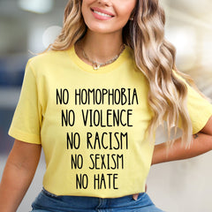 "NO HOMOPHOBIA NO VIOLENCE" Statement Graphic Tee, a Compassionate Pick for Advocates