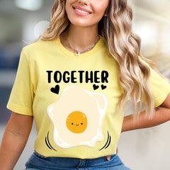 "TOGETHER" Cute Fried Egg Graphic Tee, A Playful Matching Pick for Couples