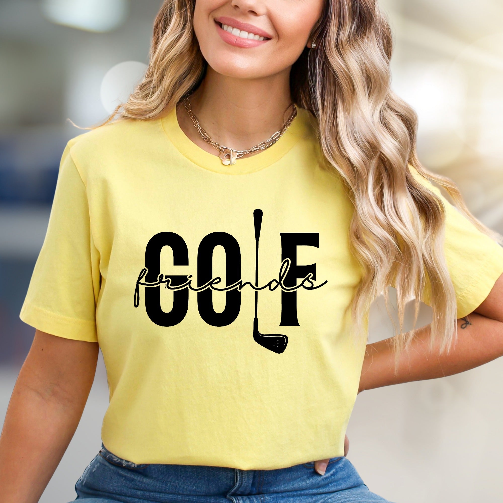 "GOLF friends" Collegiate Graphic Tee, a Sporty Pick for Golf Enthusiasts