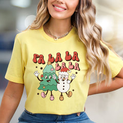 "Fa La La La La" Retro Holiday Graphic Tee, a Festive Pick for Christmas Enthusiasts