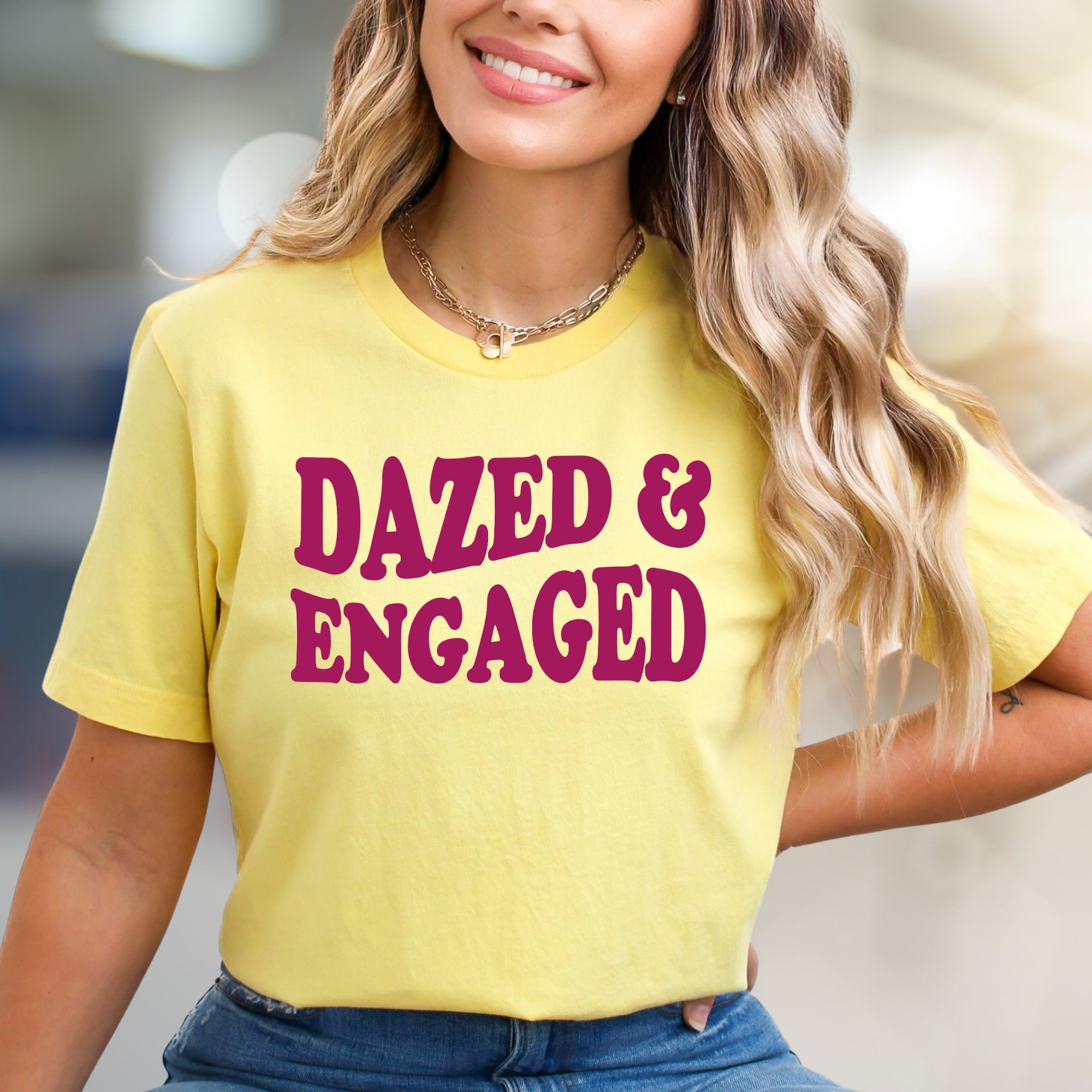"Dazed & Engaged" Funky Engagement Graphic Tee, a Quirky Bride-to-Be Pick