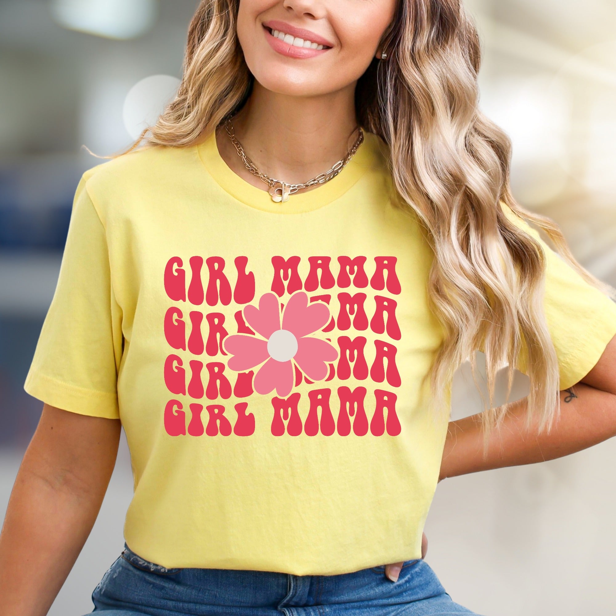 "Girl Mama" Retro Bloom Graphic Tee, a Bohemian Pick for Mothers