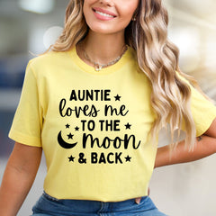 "Auntie Loves Me To The Moon & Back" Celestial Graphic Tee, a Sweet Family Pick for Loved Ones