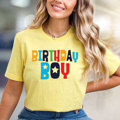 "BIRTHDAY BOY" Celebration Graphic Tee, a Fun Niche Pick for Party-Goers