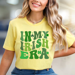 "IN MY IRISH ERA" Retro St. Paddy's Day Graphic Tee, a Festive Pick for Celebration Enthusiasts