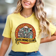 "Anti Social Dog Moms Club" Spooky Dog Mom Graphic Tee, a Humorous Pick for Pet Owners