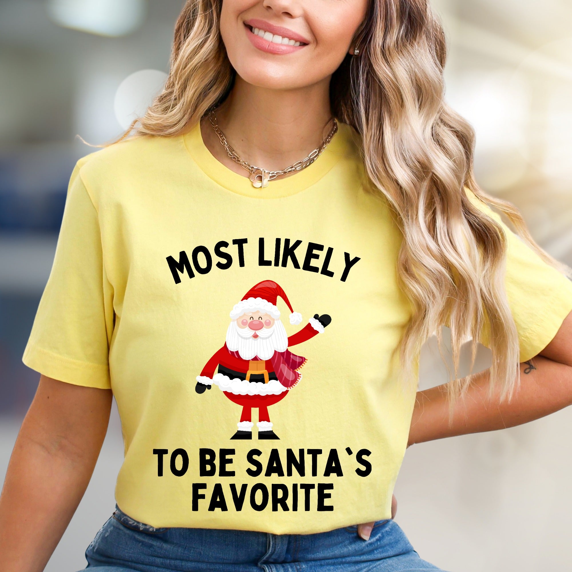 "Most Likely to Be Santa's Favorite" Christmas Graphic Tee, a Jolly Holiday Pick for Everyone
