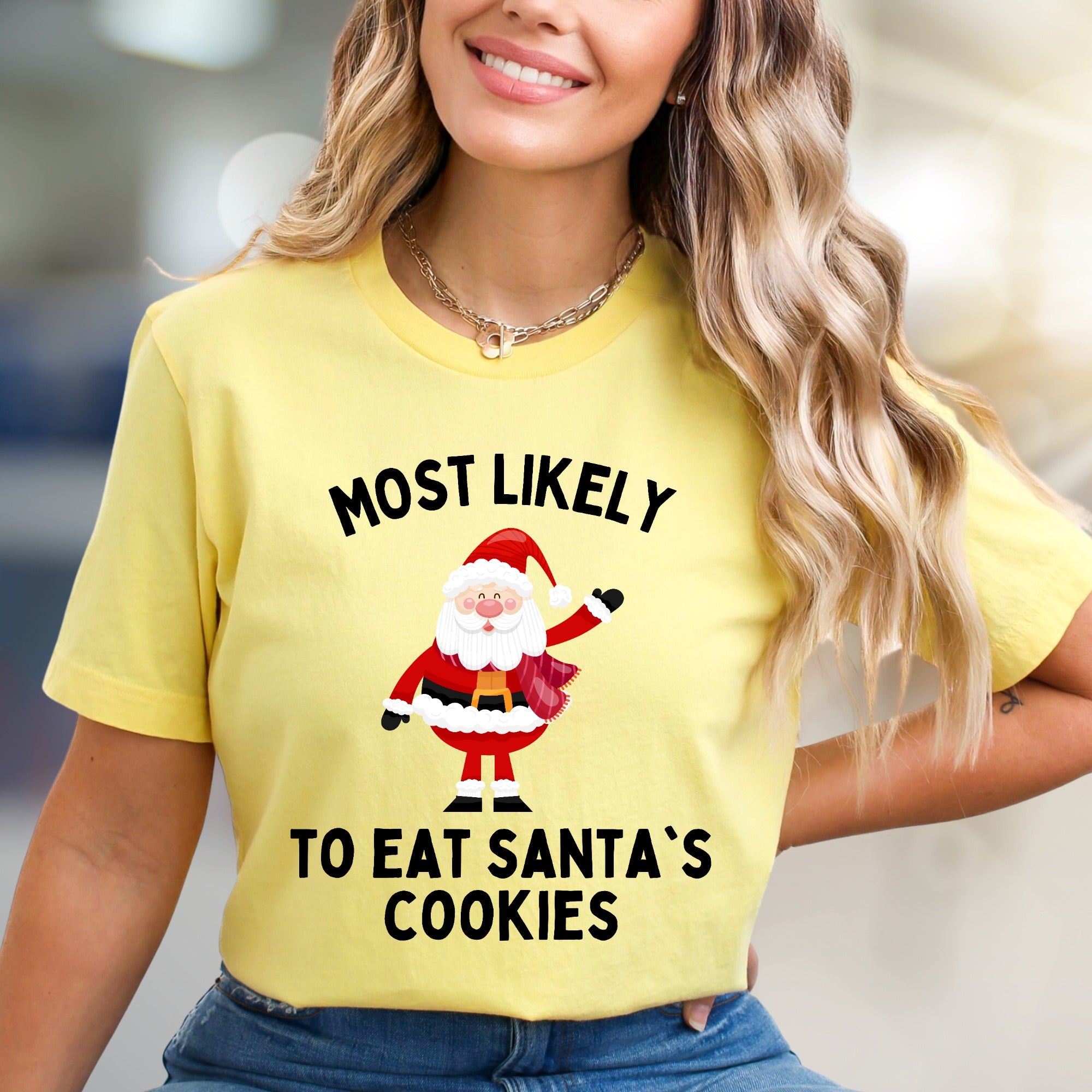 "Most Likely To Eat Santa's Cookies" Holiday Graphic Tee, A Festive Christmas Pick for Cookie Lovers