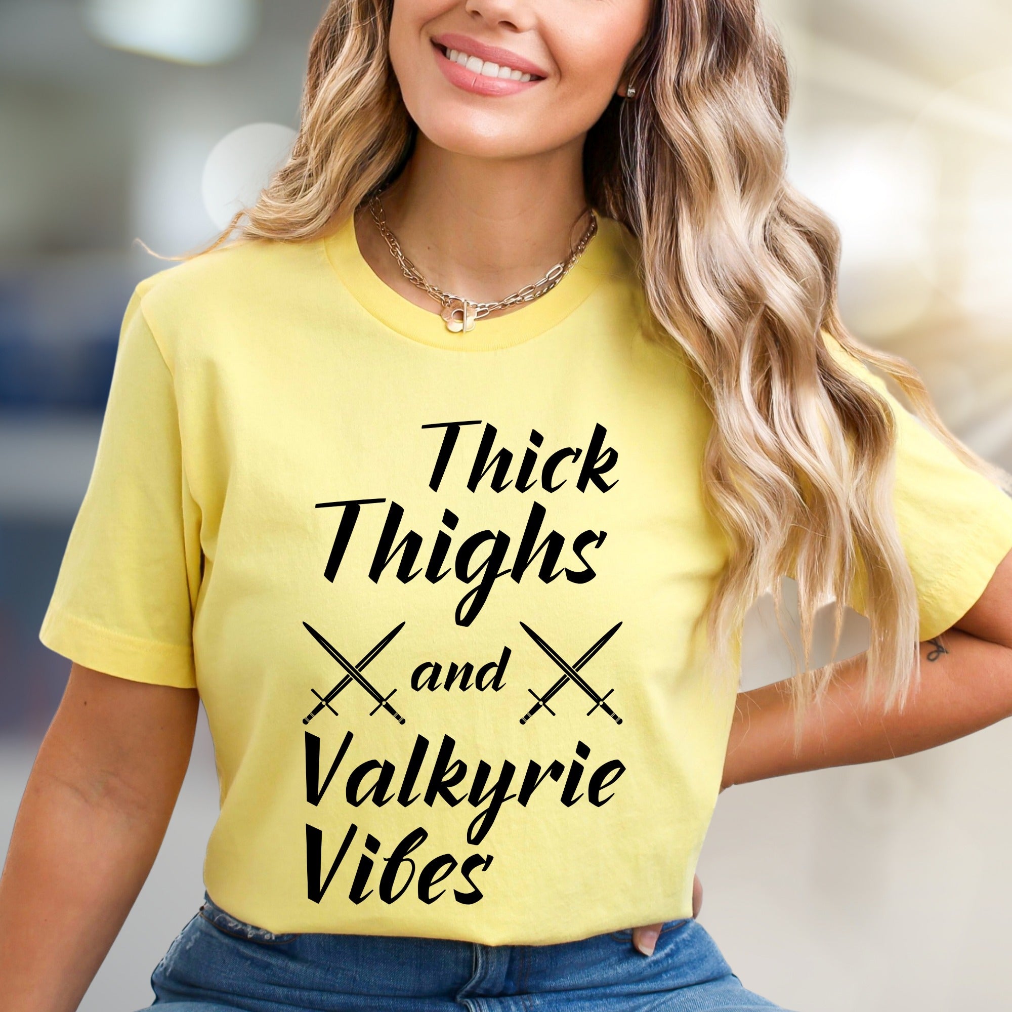 "Thick Thighs and Valkyrie Vibes" Norse Mythology Tee, a Bold Statement for Strong Individuals