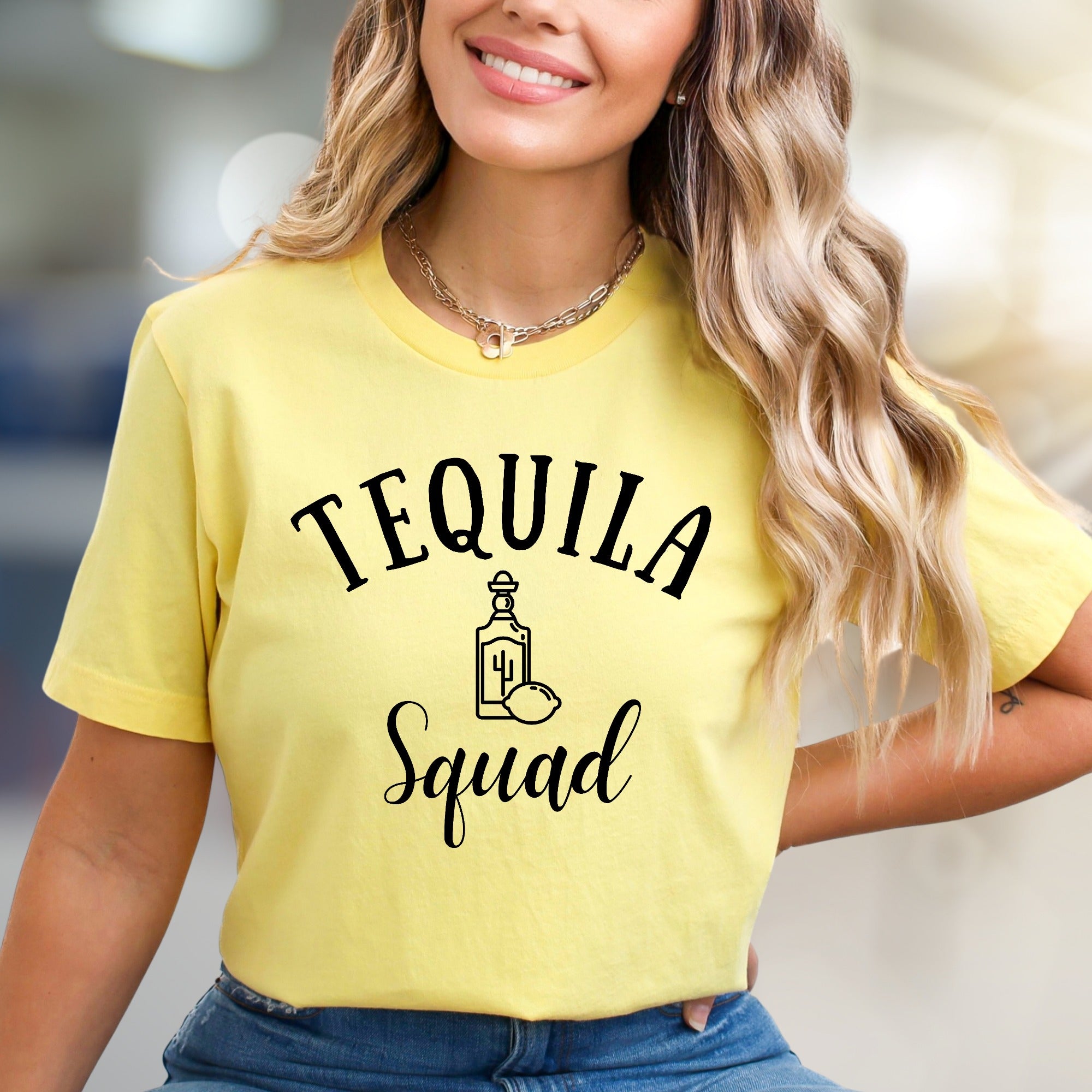 "Tequila Squad" Fun Enthusiast Graphic Tee, A Party-Ready Pick for Social Souls
