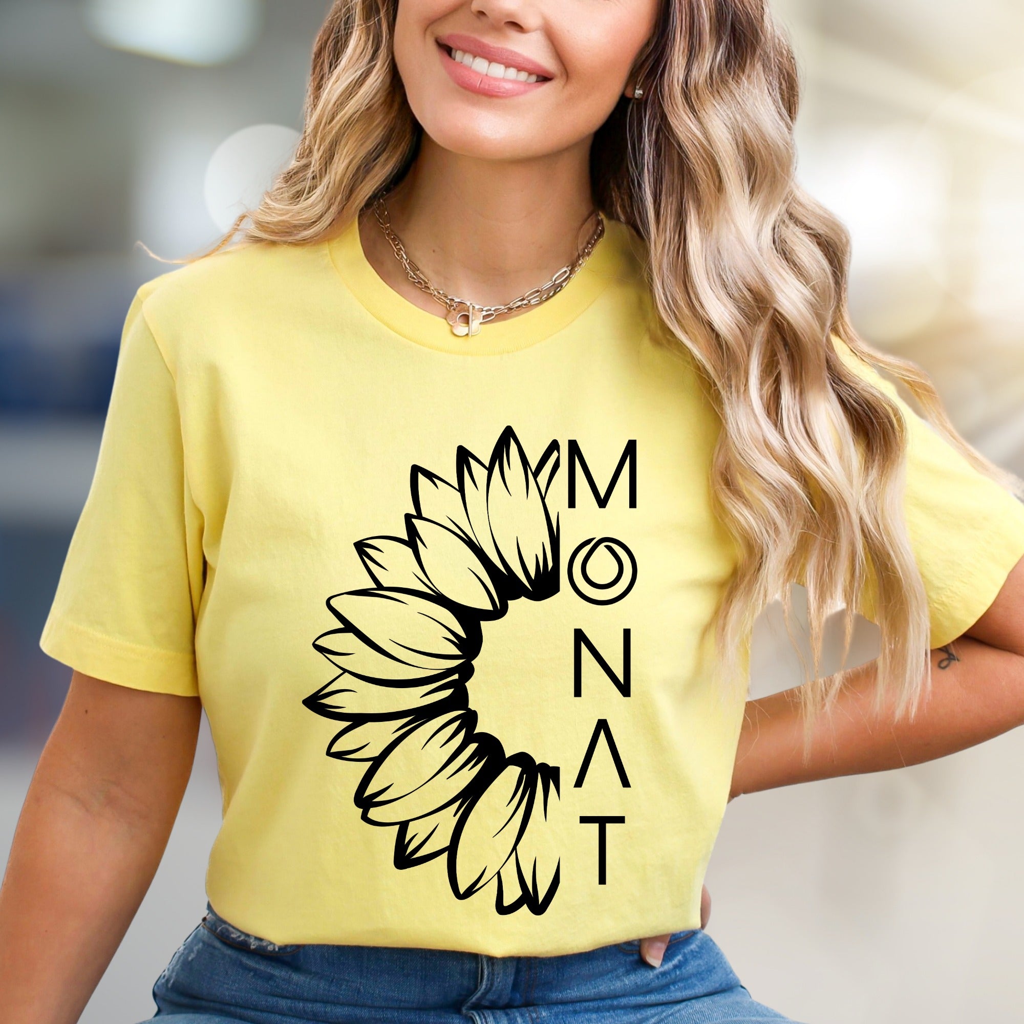 MONAT Sunflower Graphic Tee, A Botanical Statement T-Shirt for Wellness Advocates