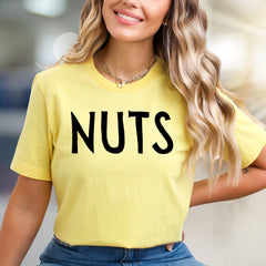 "NUTS" Humorous Graphic Tee, a Bold Statement for Playful Personalities