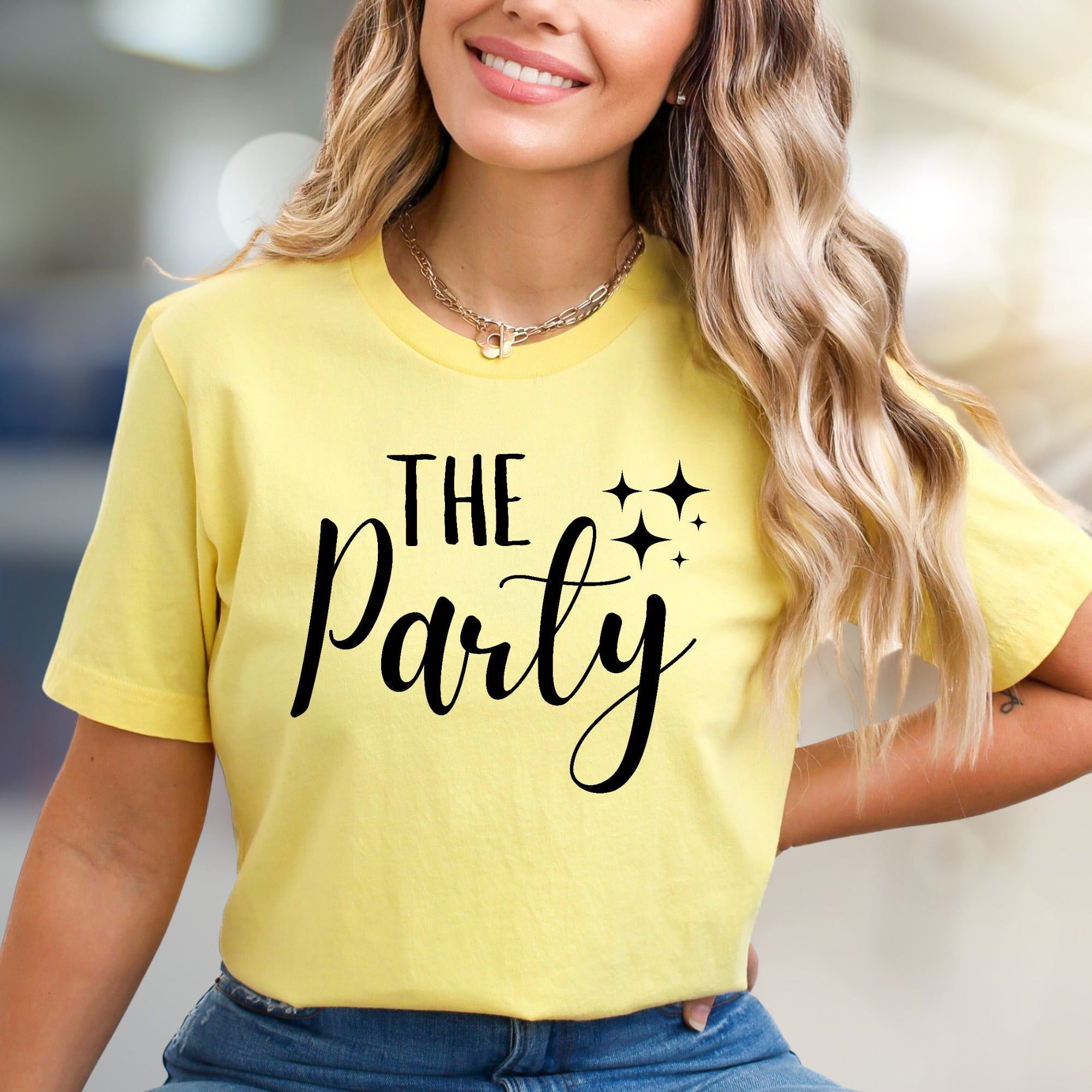 "THE Party" Sparkle Graphic Tee, a Celebration Lifestyle Pick for Social Butterflies