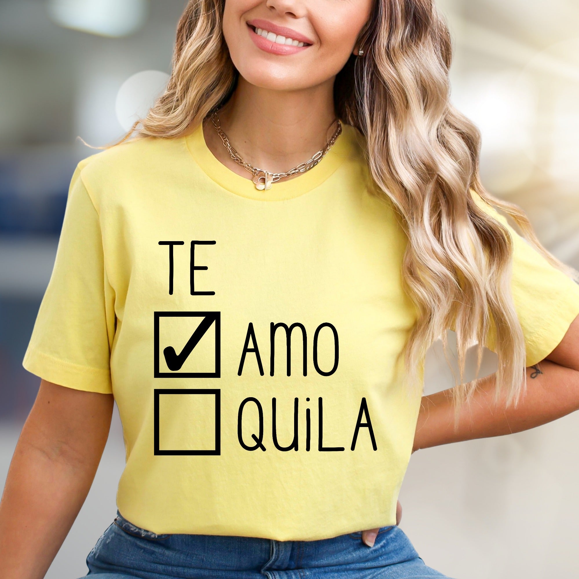 "Te Amo" vs "Tequila" Checkbox Graphic Tee, A Playful Choice for Fun-Lovers