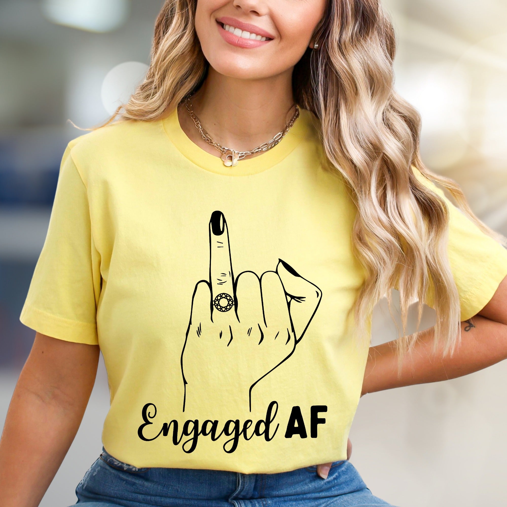 "Engaged AF" Funny Engagement Graphic Tee, a Celebration Pick for Brides-to-Be