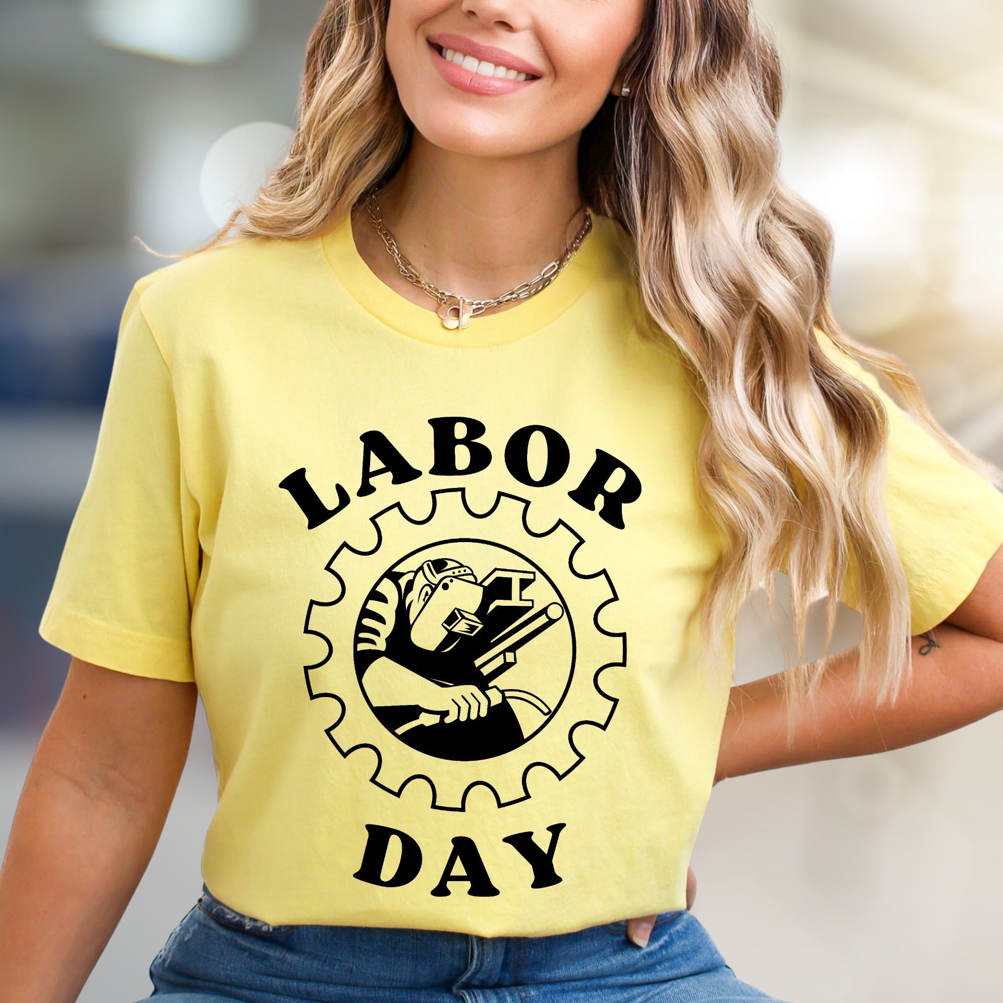 "LABOR DAY" Industrial Gear Graphic Tee, a Worker's Pride Pick for Everyone