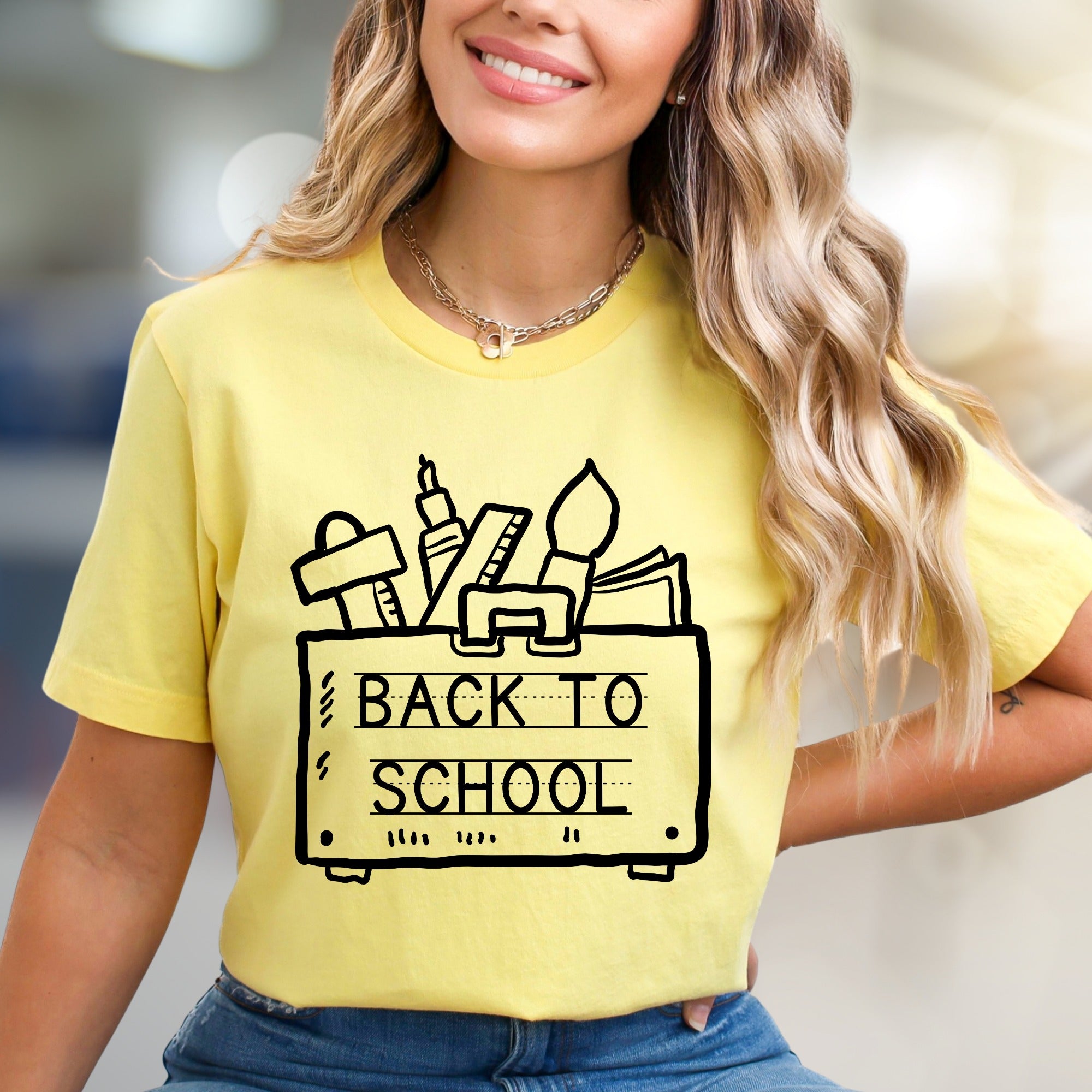 "Back to School" School Supply Graphic Tee, a Nostalgic Pick for Educators