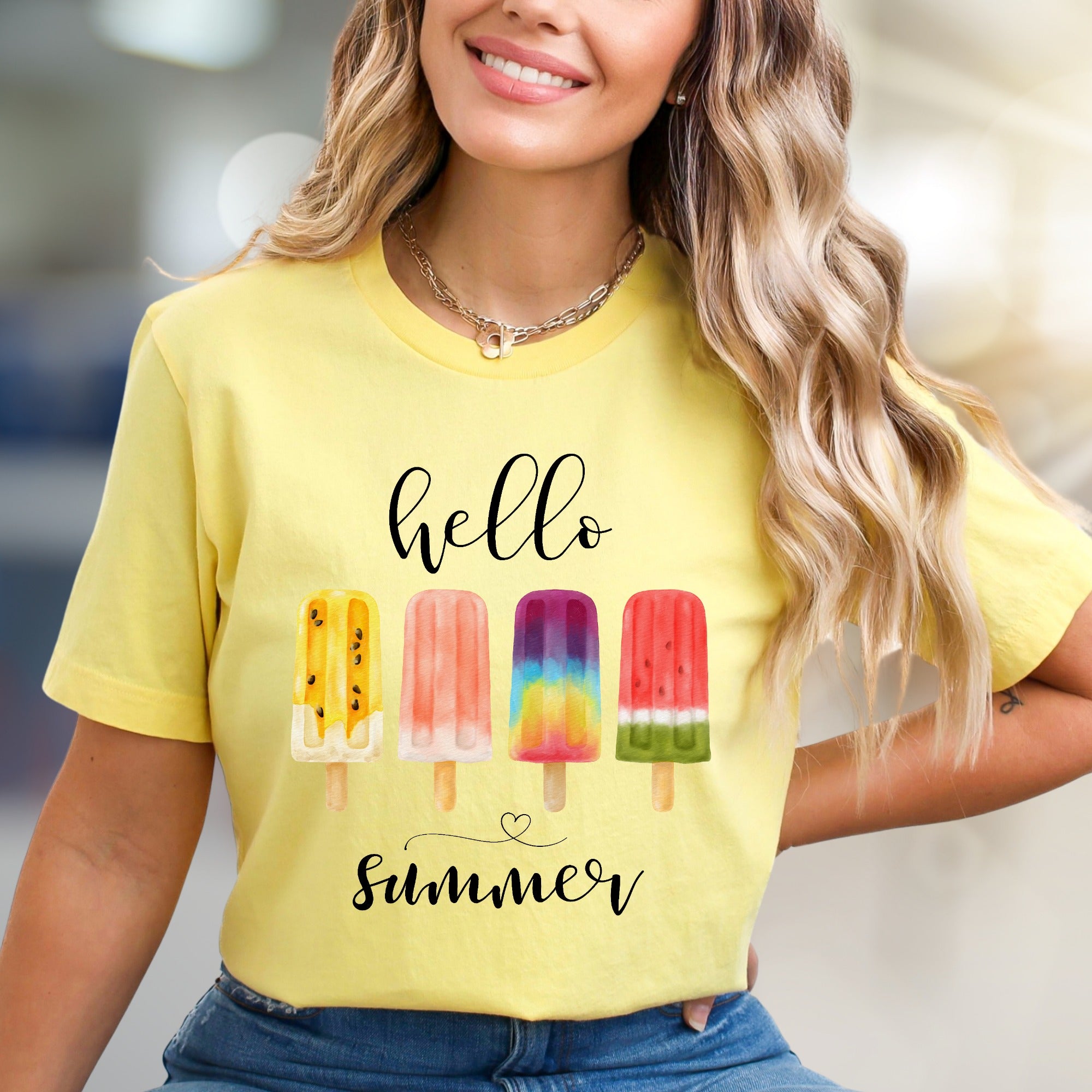 "hello summer" Popsicle Graphic Tee, a Summer Refreshment Pick for All