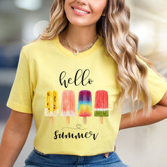 "hello summer" Popsicle Graphic Tee, a Summer Refreshment Pick for All