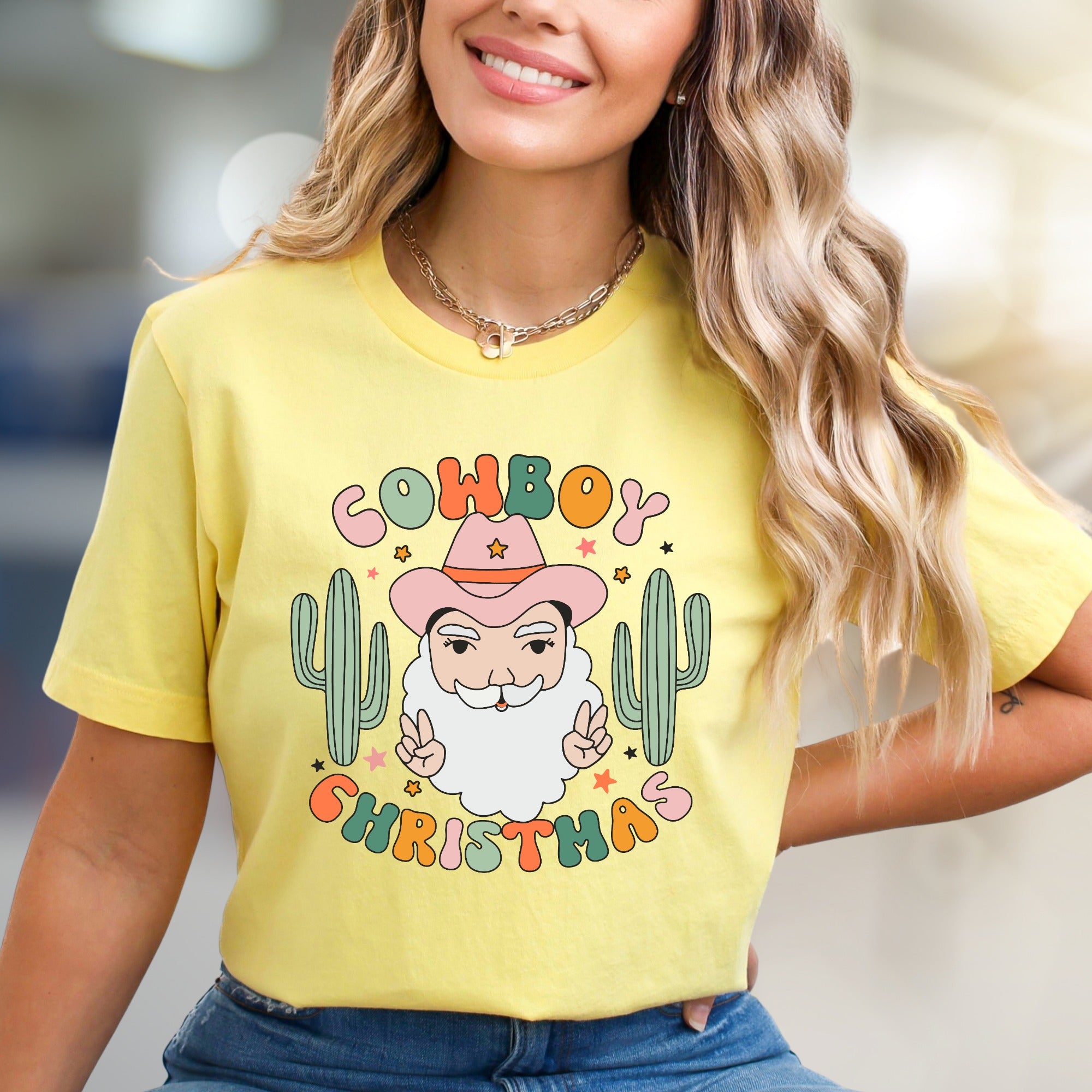 "Cowboy Christmas" Western Santa Graphic Tee, a Festive Country Pick for Holiday Lovers