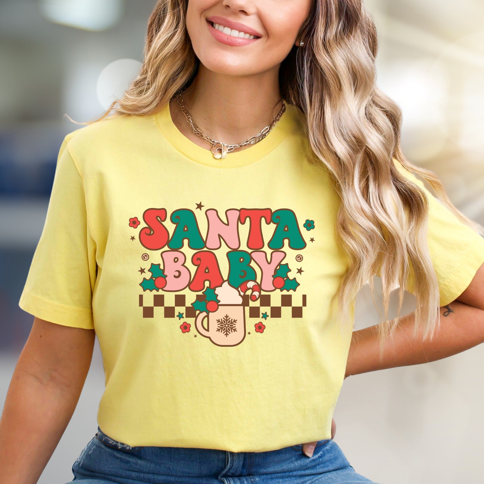 "SANTA BABY" Retro Christmas Graphic Tee, a Festive Niche Pick for Holiday Lovers